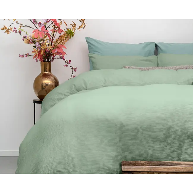 Mousseline dekbedovertrek - Groen - Katoen percale  - Lits-jumeaux (240x220 + 2st 60x70cm)
