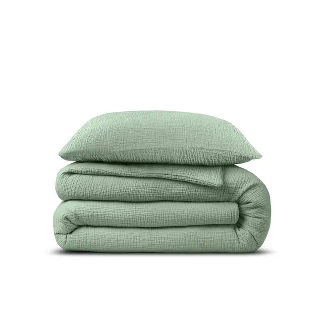 Mousseline dekbedovertrek - Groen - Katoen percale  - Lits-jumeaux (240x220 + 2st 60x70cm)