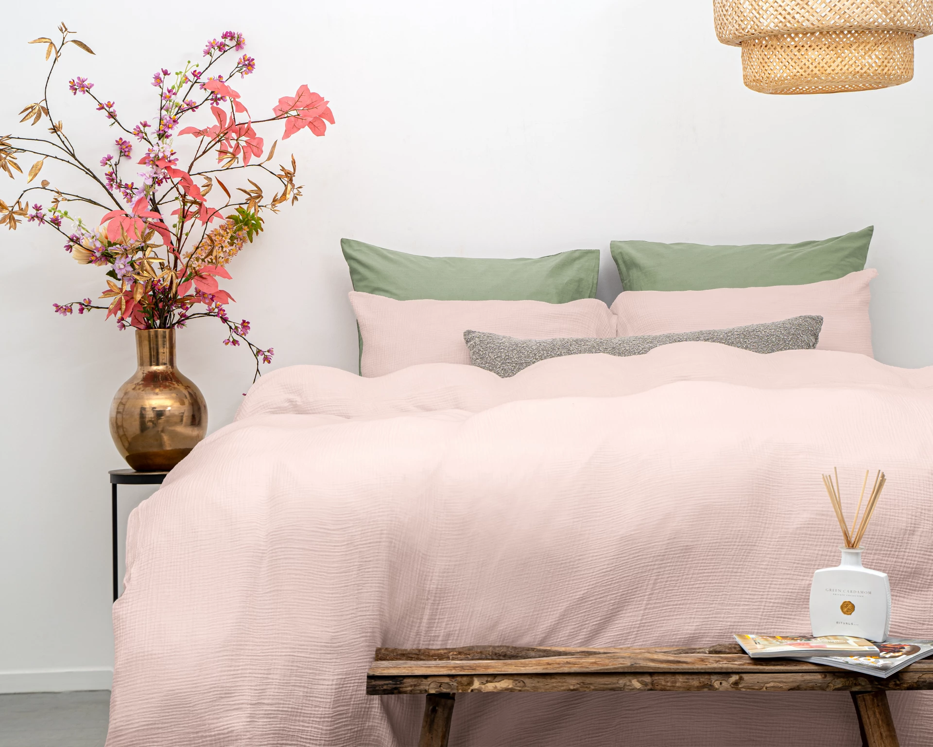 Katoen percale dekbedovertrek Mousseline - Roze