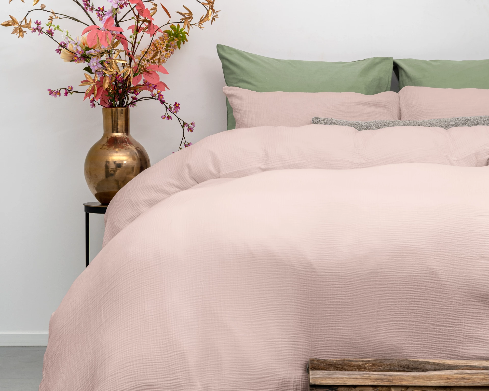 Katoen percale dekbedovertrek Mousseline - Roze