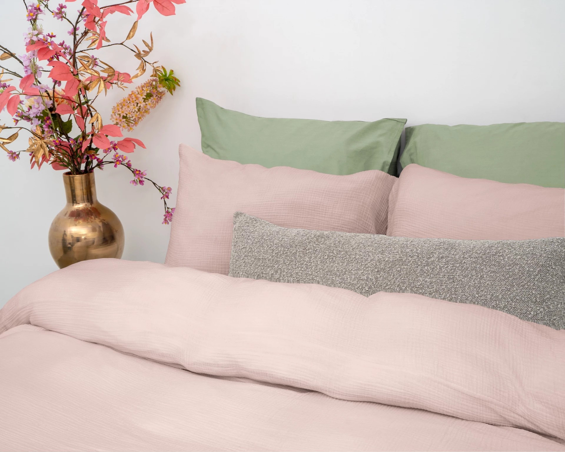 Katoen percale dekbedovertrek Mousseline - Roze