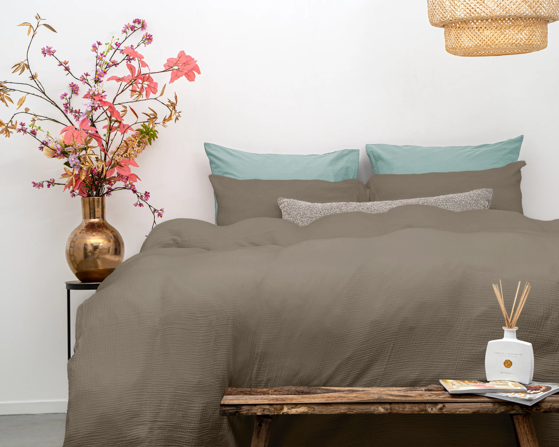 Katoen percale dekbedovertrek Mousseline - Taupe