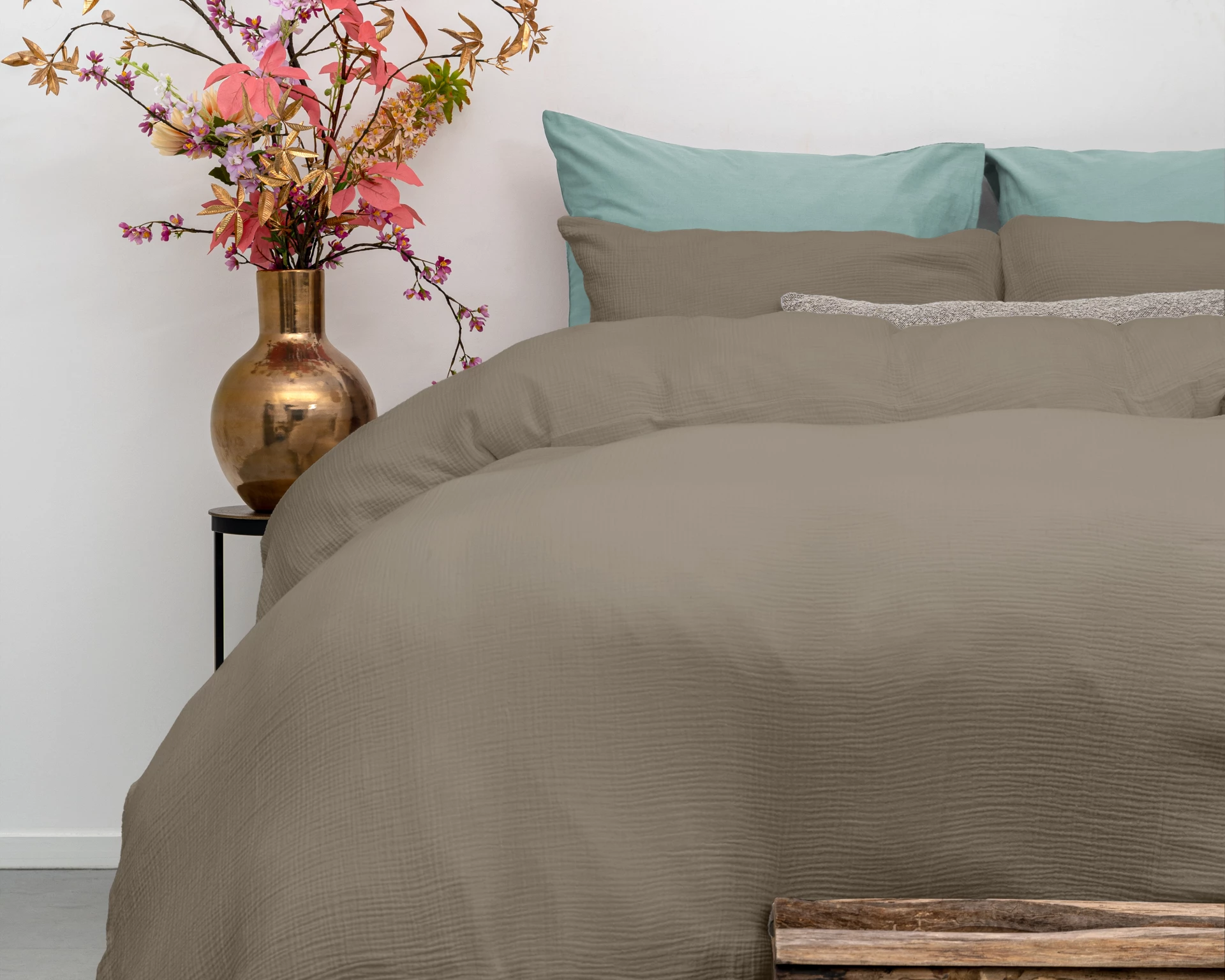 Katoen percale dekbedovertrek Mousseline - Taupe