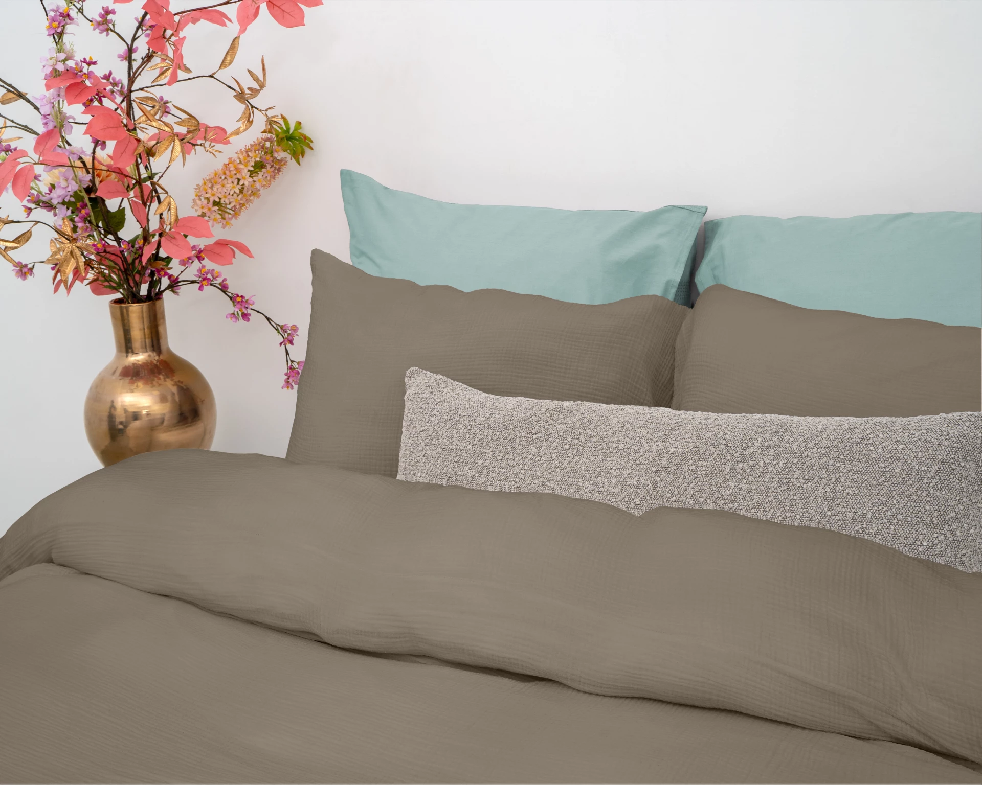 Katoen percale dekbedovertrek Mousseline - Taupe