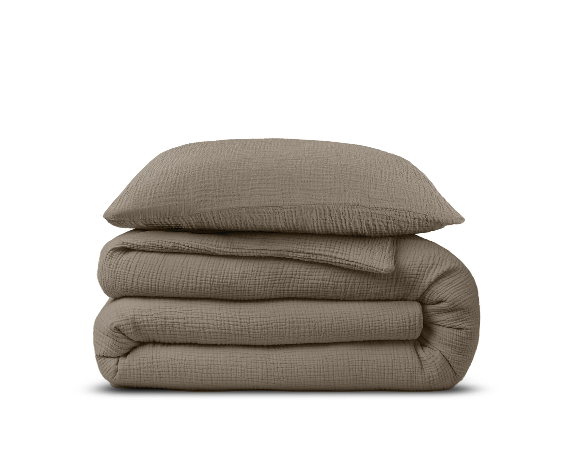 Katoen percale dekbedovertrek Mousseline - Taupe