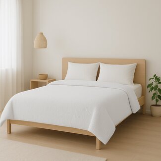 .Decoware® Easy dekbed zonder overtrek inclusief kussensloop - Mousseline - wit