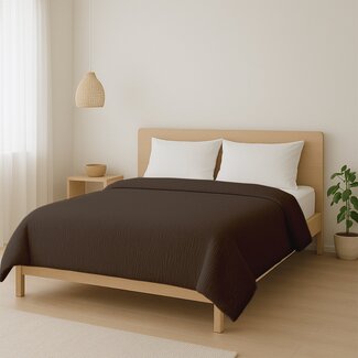 .Decoware® Easy dekbed zonder overtrek inclusief kussensloop - Mousseline - Chocolade bruin