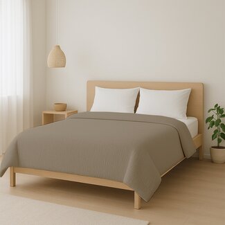 .Decoware® Easy dekbed zonder overtrek inclusief kussensloop - Mousseline - Taupe