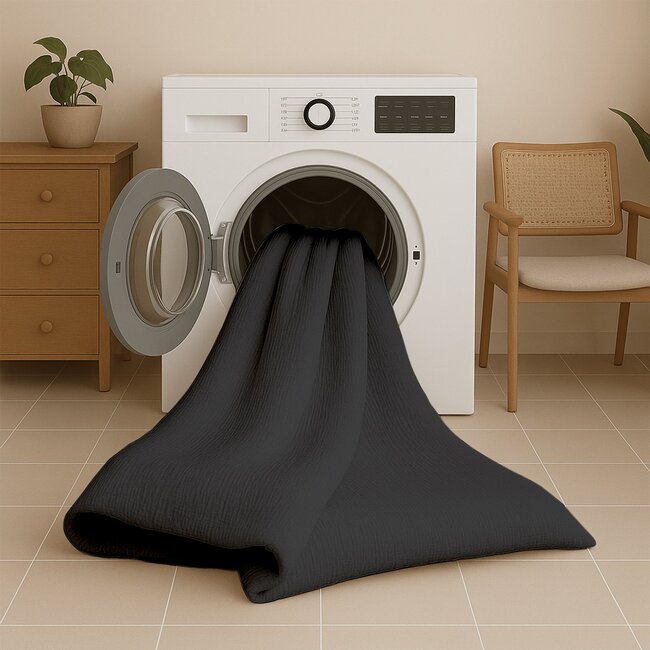 Easy dekbed zonder overtrek inclusief kussensloop - Mousseline - Antraciet