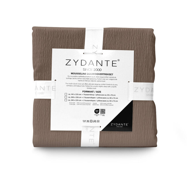 Mousseline dekbedovertrek - microvezel - chocolade bruin