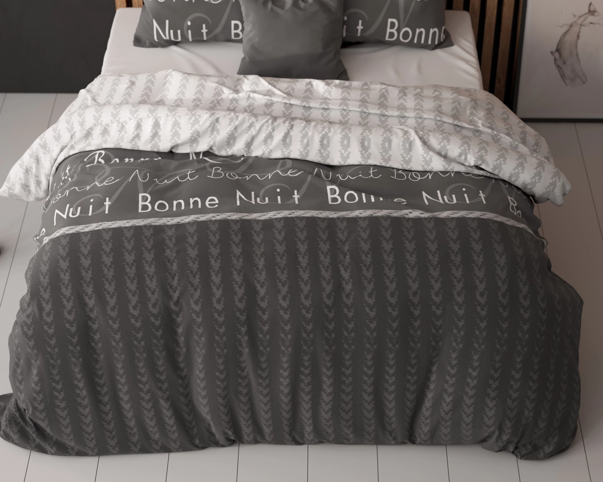 Polykatoen dekbedovertrek Bonne Nuit - Antraciet
