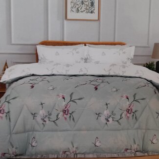 .Decoware® Dekbed zonder overtrek inclusief kussensloop - Hummingbird groen - microvezel - 300gsm