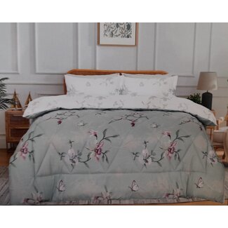 .Decoware® Dekbed zonder overtrek inclusief kussensloop - Hummingbird groen - microvezel - 300gsm