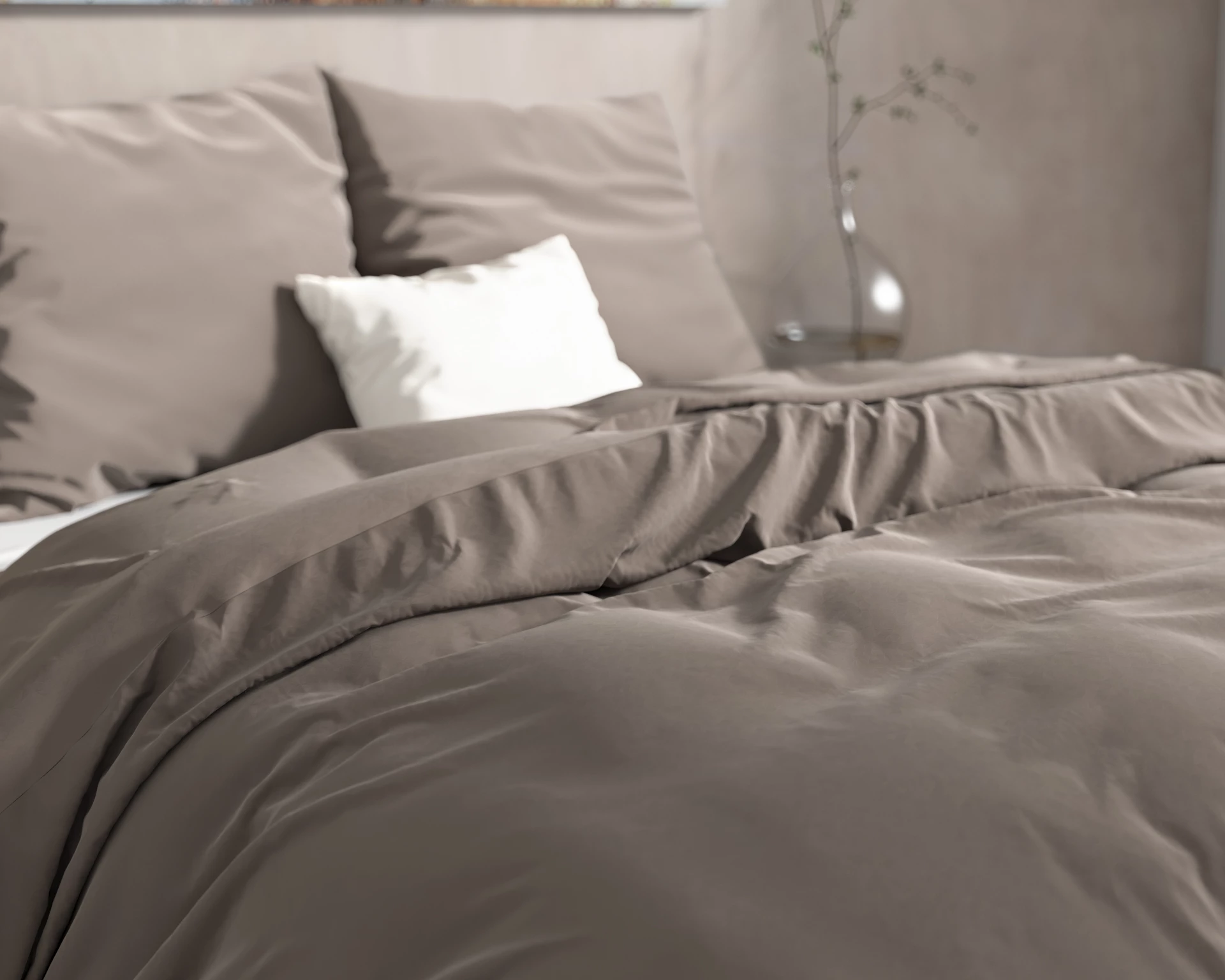 Flanel dekbedovertrek Mendez - Taupe