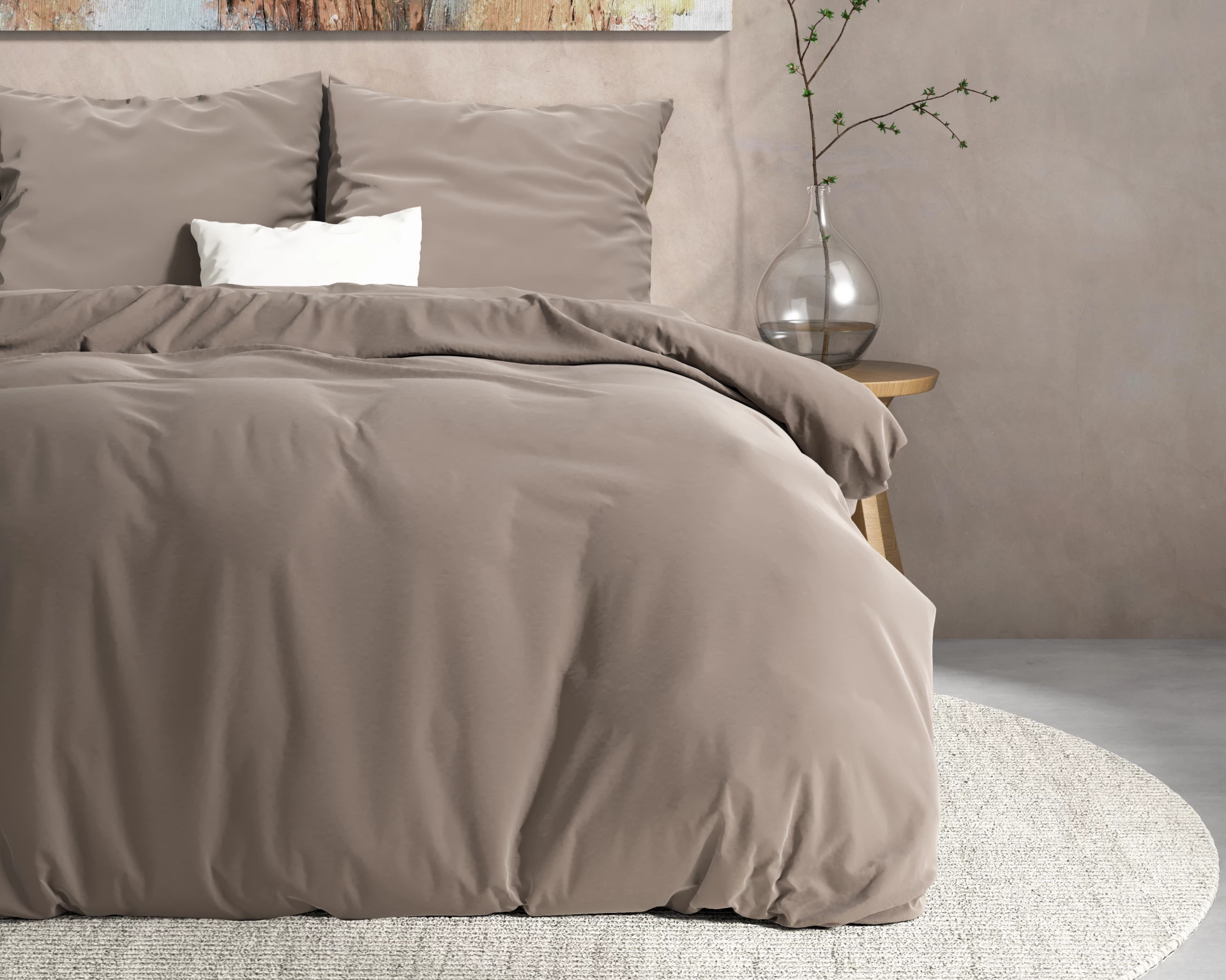 Flanel dekbedovertrek Mendez - Taupe