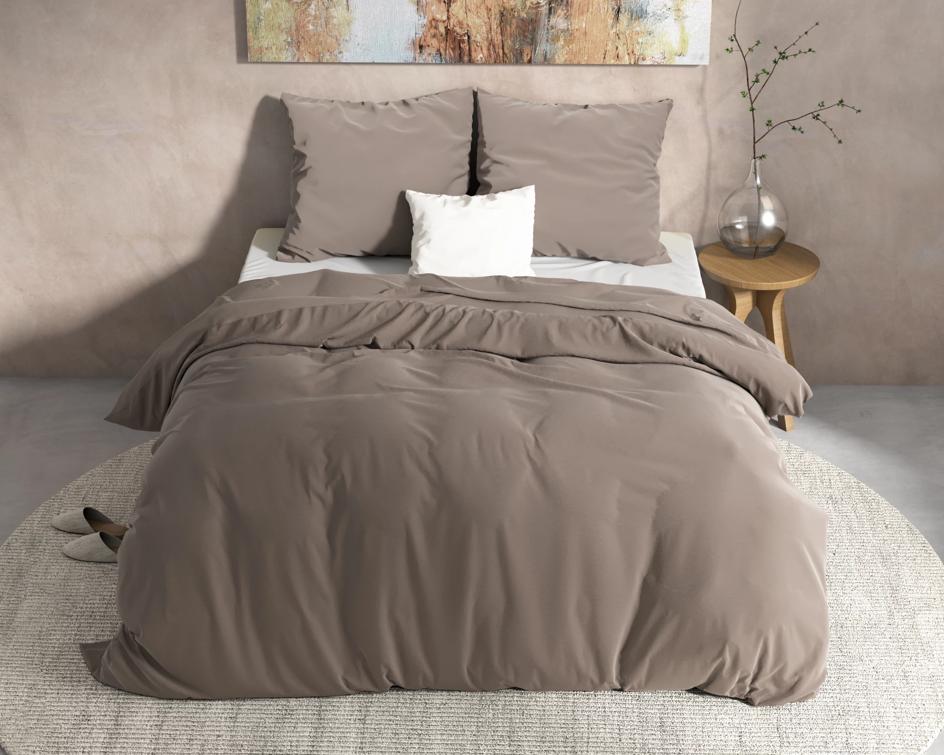 Flanel dekbedovertrek Mendez - Taupe