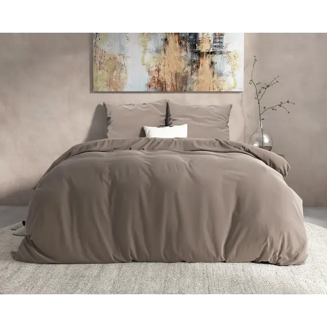 Flanel dekbedovertrek Mendez - Taupe