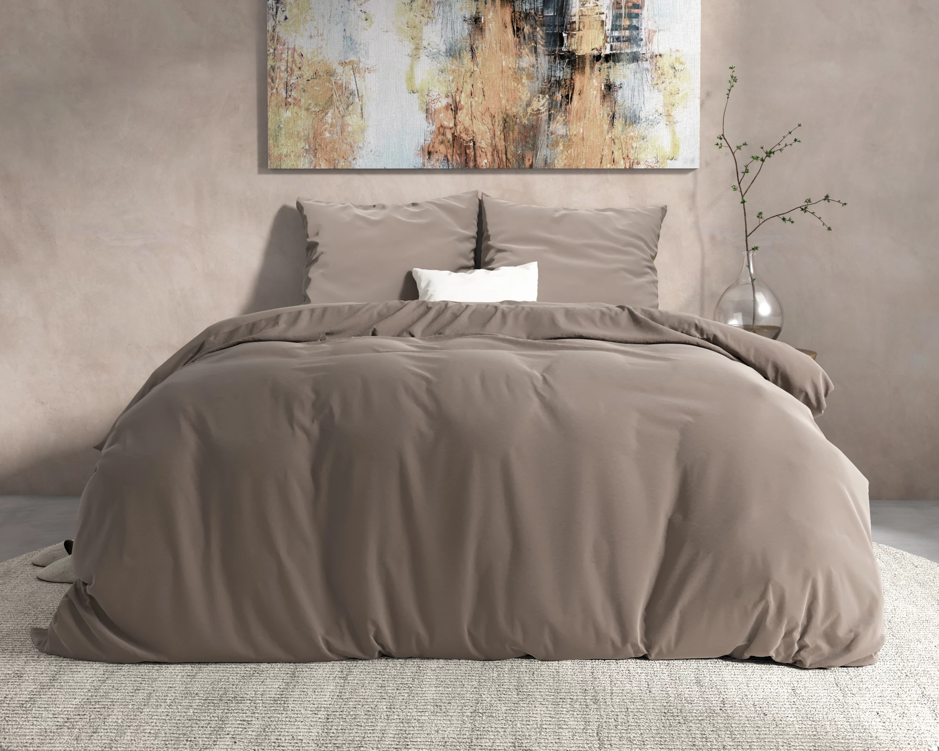 Flanel dekbedovertrek Mendez - Taupe