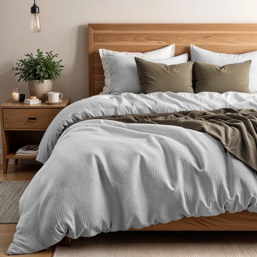 Katoen percale dekbedovertrek Waffle - Grijs - 260x220 cm