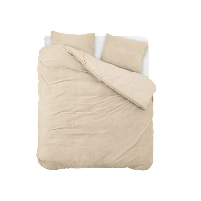B-Keuze Teddy fleece dekbedovertrek onderkant microvezel - zand - 240x220 + 2st. 60x70 cm