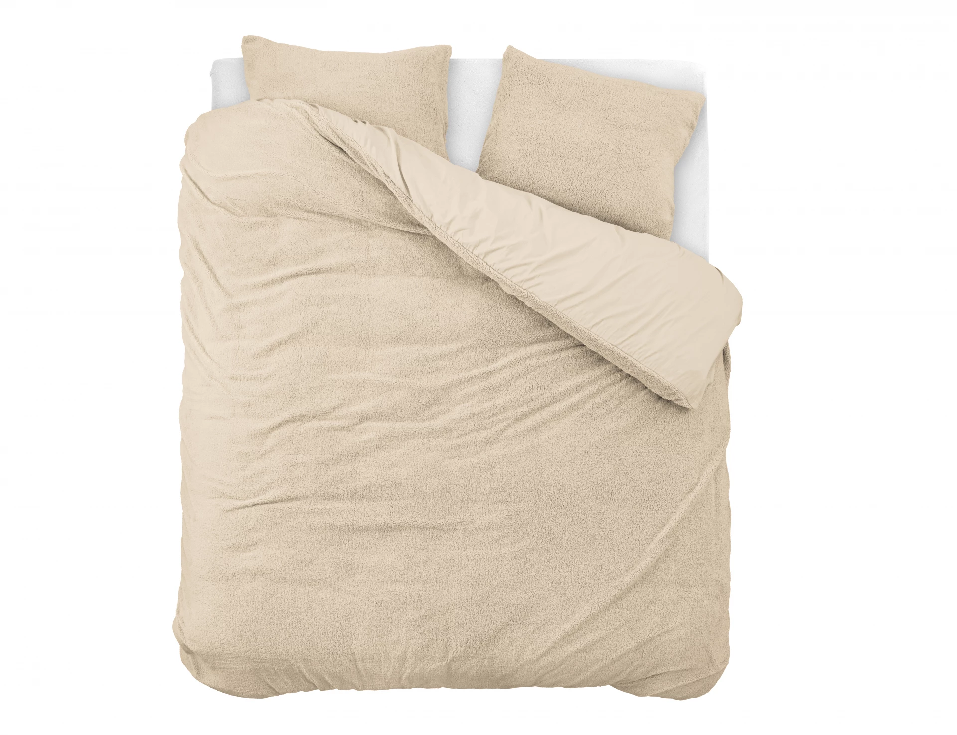 B-Keuze Teddy fleece dekbedovertrek onderkant microvezel - zand - 240x220 + 2st. 60x70 cm
