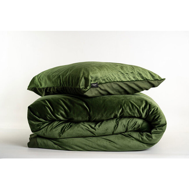 B-Keuze Velvet dekbedovertrek - groen - 140x220 + 60x70 cm