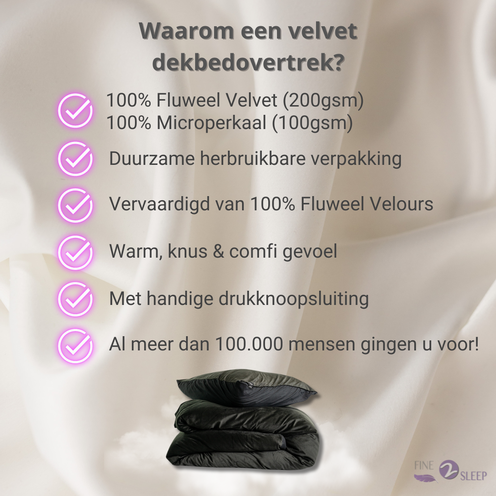 B-Keuze Velvet dekbedovertrek - groen - 140x220 + 60x70 cm