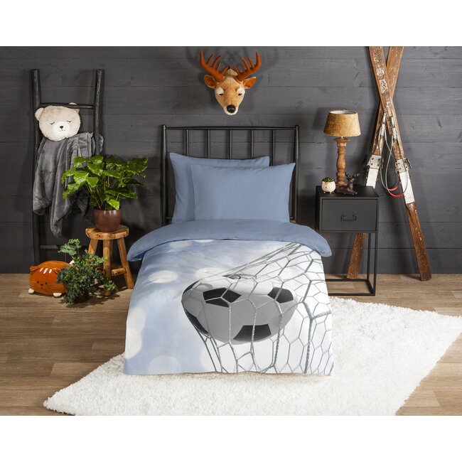 Flanel  dekbedovertrek Tijmen - Blauw  - 140x220 + 60x70 cm