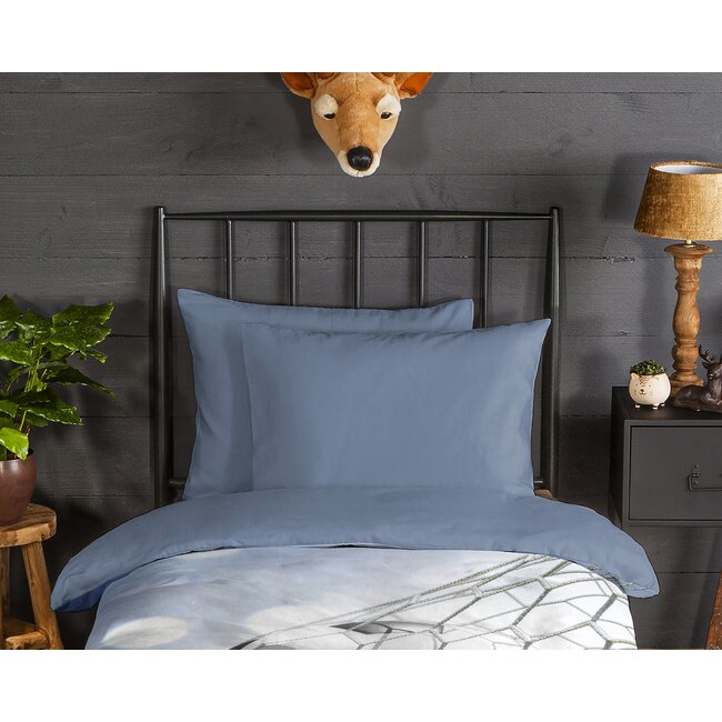 Flanel  dekbedovertrek Tijmen - Blauw  - 140x220 + 60x70 cm