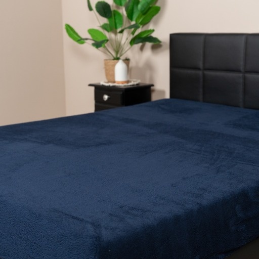 B-Keuze Teddy fleece hoeslaken - navy - 160x200 cm