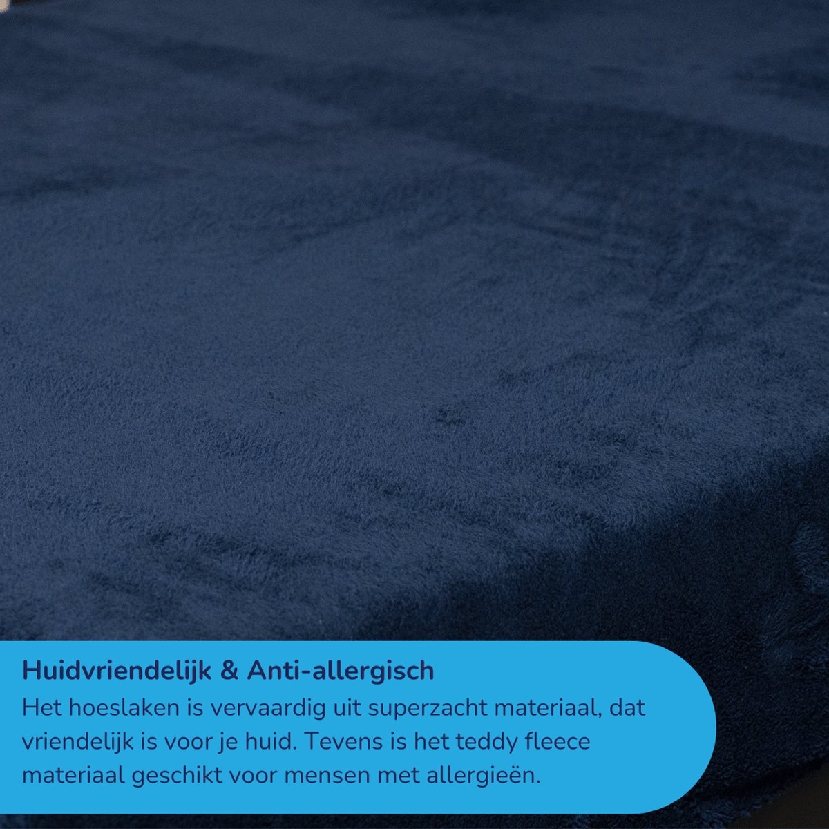 B-Keuze Teddy fleece hoeslaken - navy - 160x200 cm