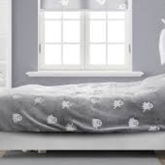 Teddy Fleece kinderdekbedovertrek - Glow in the dark - Spookjes - Grijs - 140x220 + 60x70 cm