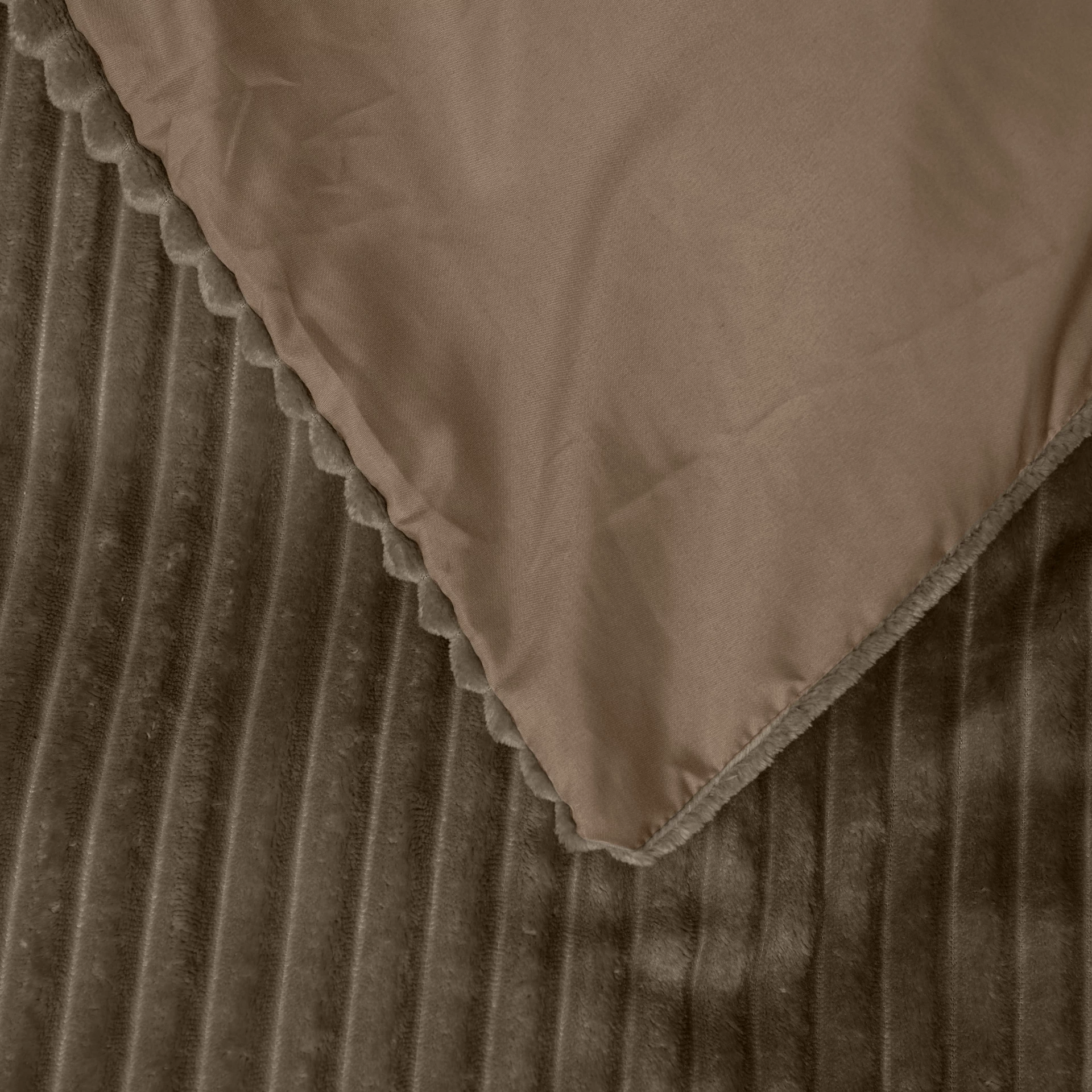 Teddy dekbedovertrek Rib fleece - taupe - onderkant microvezel