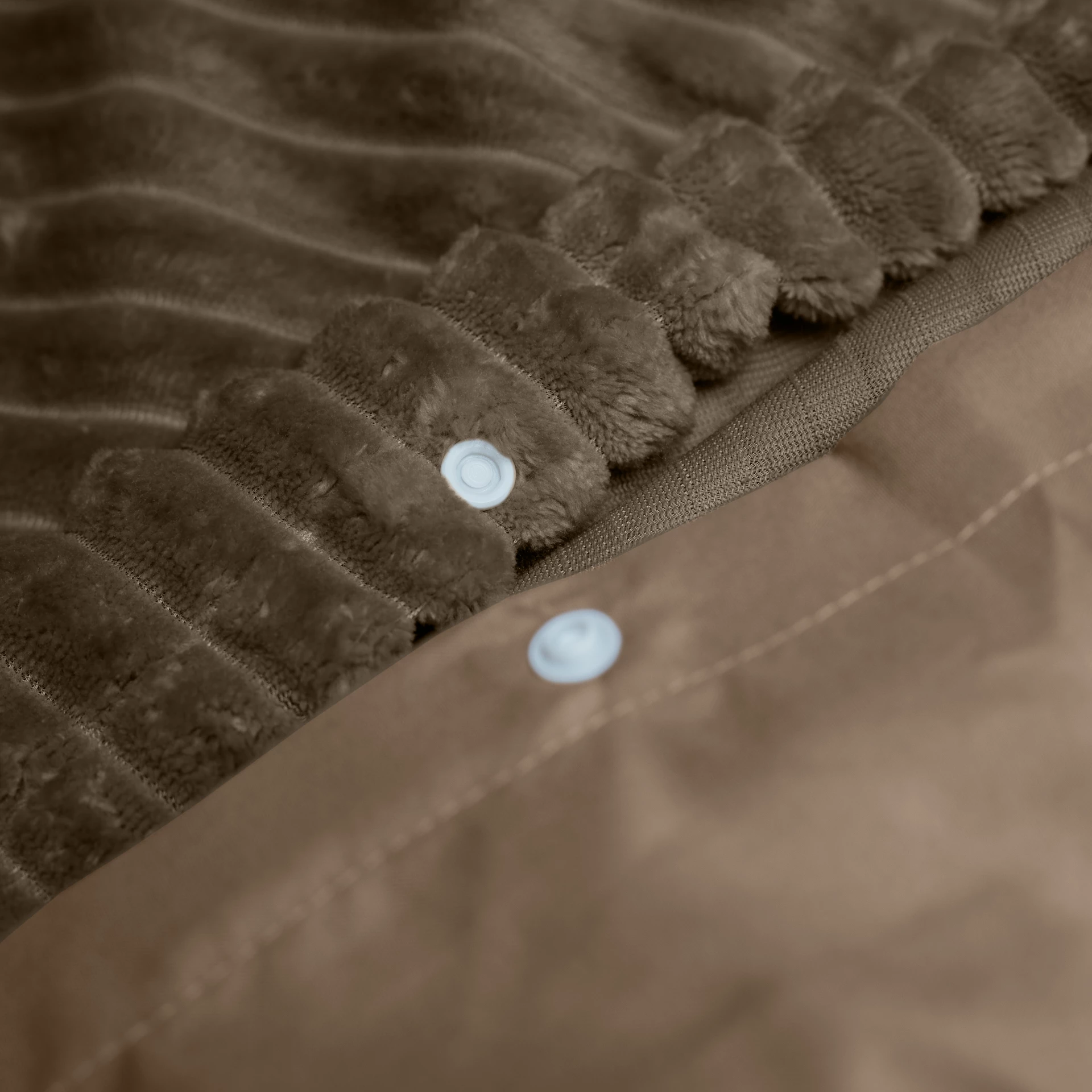 Teddy dekbedovertrek Rib fleece - taupe - onderkant microvezel
