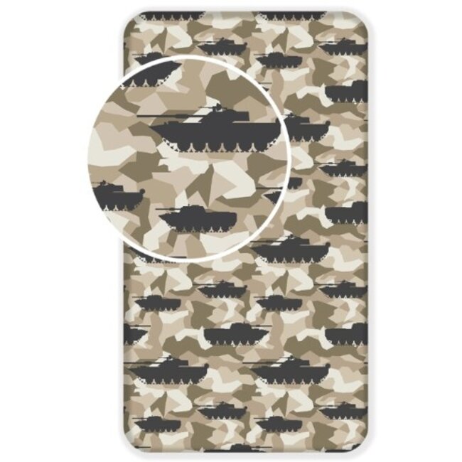 Tank camouflage hoeslaken - katoen - 90x200 cm