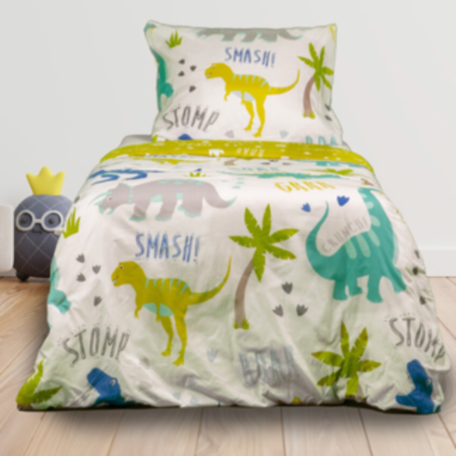 Katoen kinderdekbedovertrek Dino's Roarsome - 140x220 + 60x70 cm