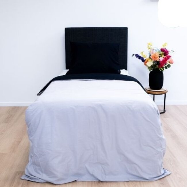 Katoen dekbedovertrek double face - zwart - wit