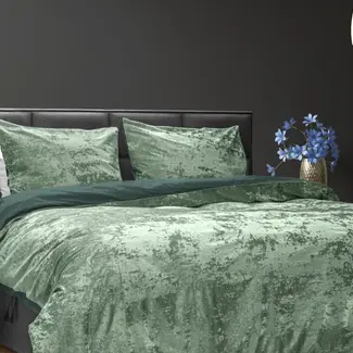 Dreamhouse Velvet dekbedovertrek crushed - groen