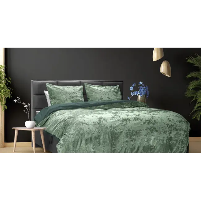 Velvet dekbedovertrek crushed - groen