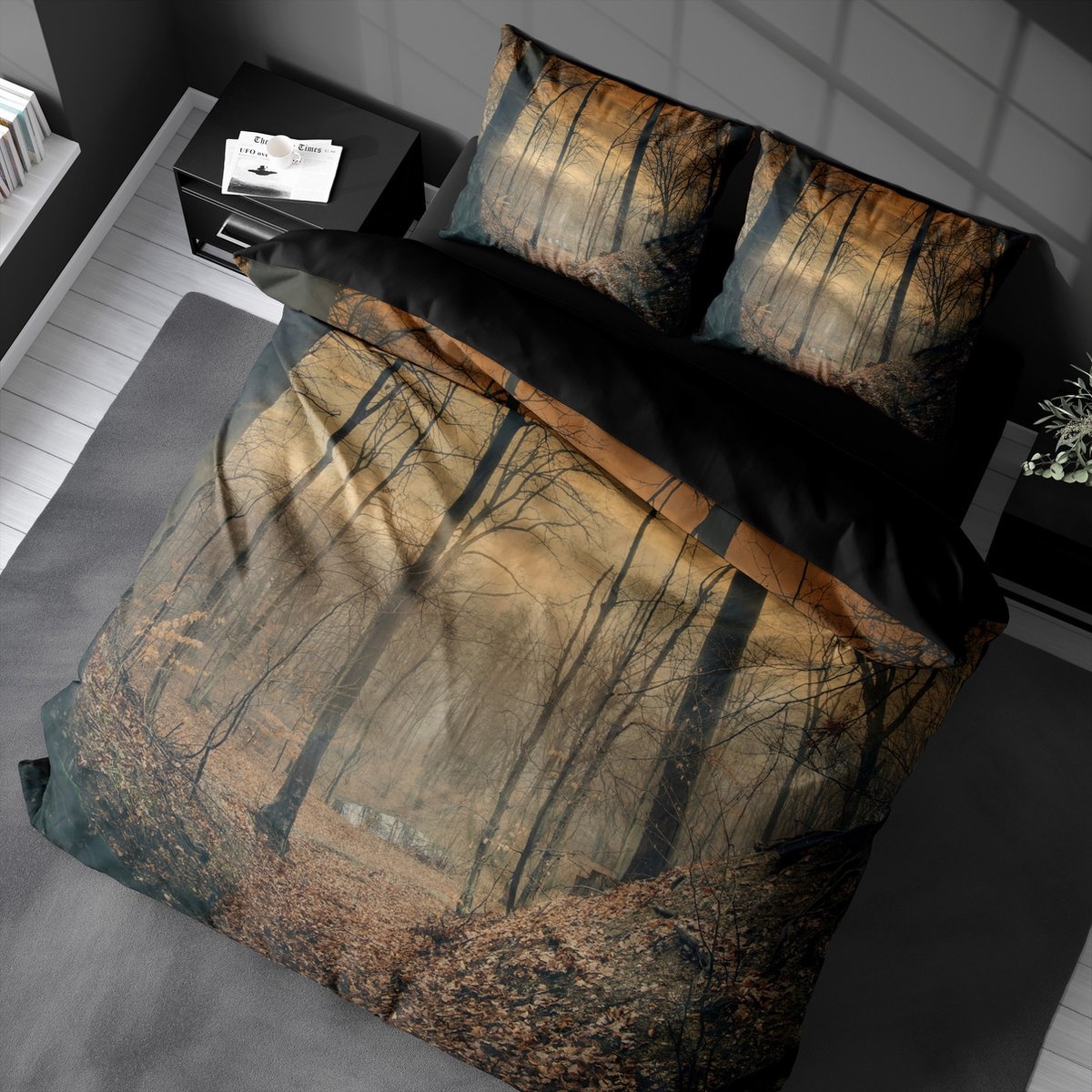 Katoen dekbedovertrek Autumn woods - 2-persoons (200x220 + 2st 60x70cm)