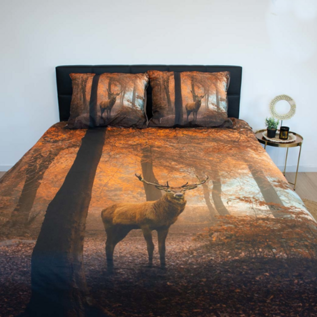 Katoen dekbedovertrek Autumn Deer - 2-persoons (200x220 + 2st. 60x70 cm)