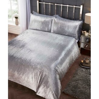 Belle Maison Velvet dekbedovertrek Tiffany zilver - 1-persoons (135x200 + 50x75cm)