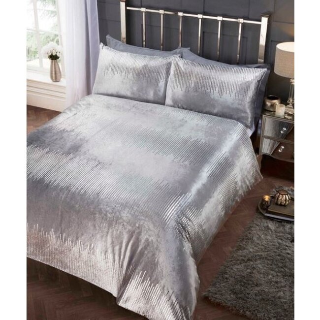 Velvet dekbedovertrek Tiffany zilver  - 1-persoons (135x200 + 50x75cm)