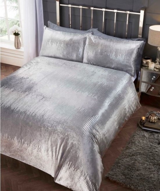 Velvet dekbedovertrek Tiffany zilver - 1-persoons (135x200 + 50x75cm)