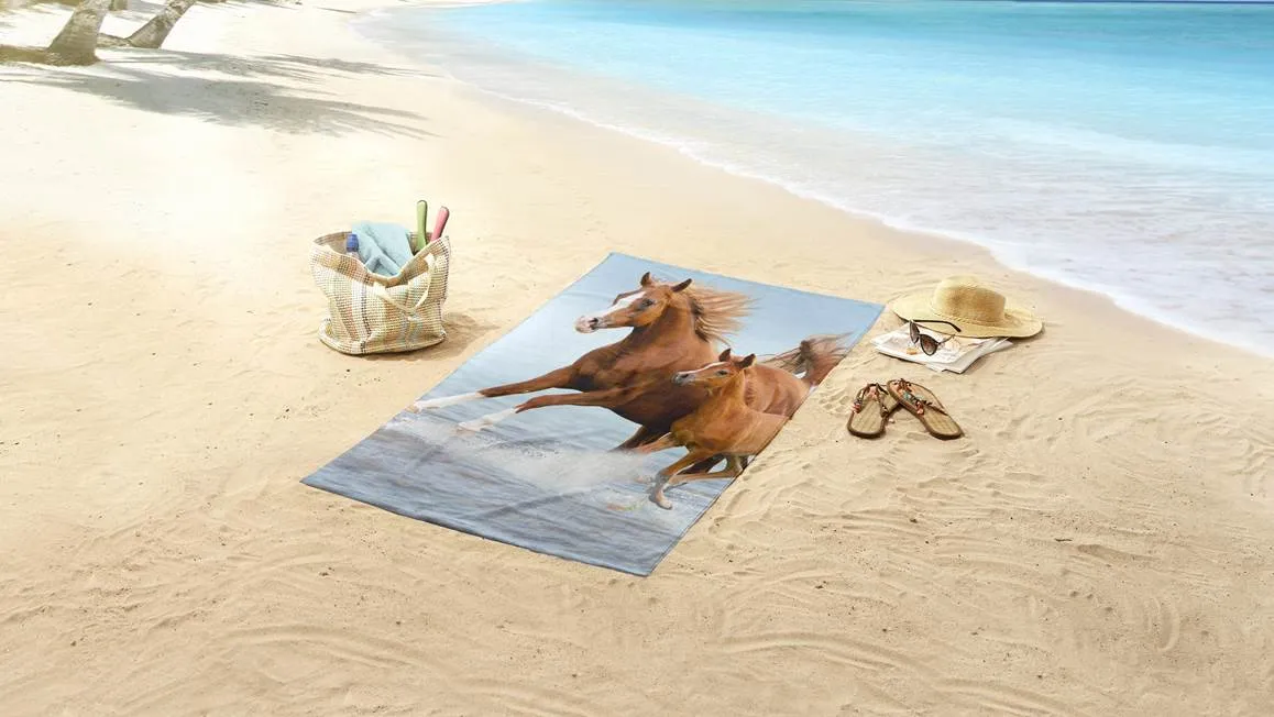 Strandlaken Merrie met veulen - 75x150 cm