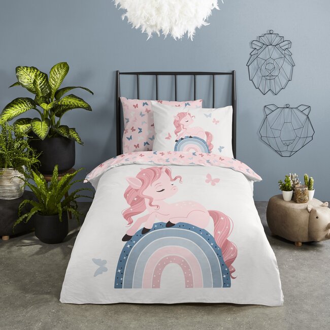 Kinderdekbedovertrek Fiby White - katoen - 140x220 + 60x70 cm