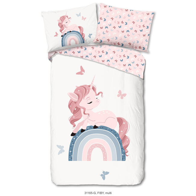 Kinderdekbedovertrek Fiby White - katoen - 140x220 + 60x70 cm