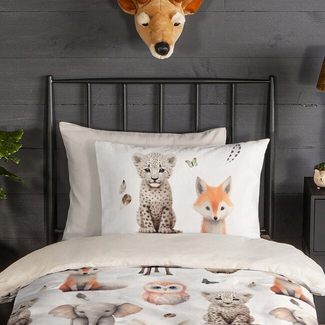 Flanel kinderdekbedovertrek Sven White - 140x220 + 60x70 cm