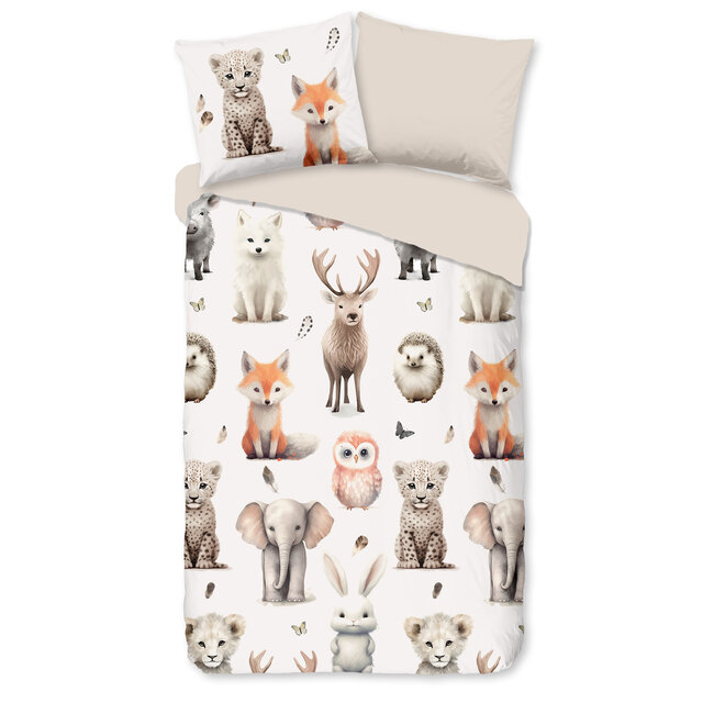 Flanel kinderdekbedovertrek Sven White - 140x220 + 60x70 cm