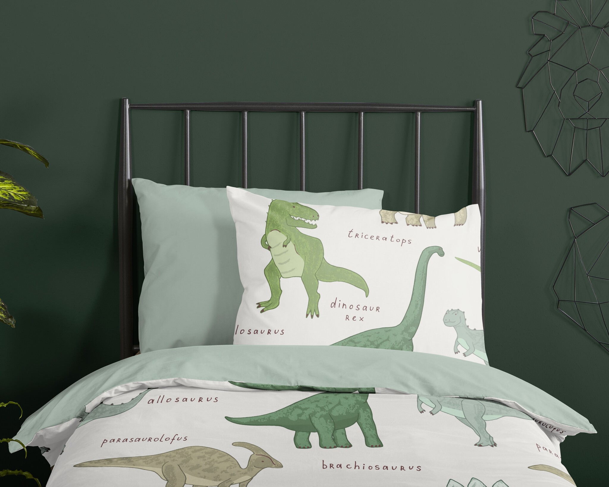 Katoen kinderdekbedovertrek Beata Green - 140x220 + 60x70 cm